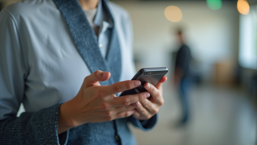 Person using smartphone to test website with performance metrics and network indicators visible